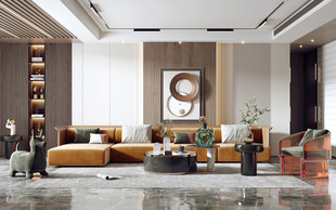 现代简约高级感新中式复古风客厅