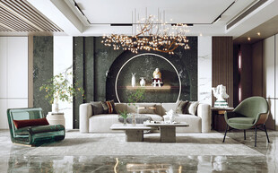 现代简约高级感新中式复古风客厅