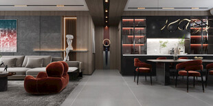 现代简约高级感新中式复古风客厅