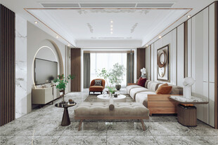 现代简约高级感新中式复古风客厅
