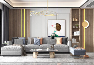 现代简约高级感新中式复古风客厅