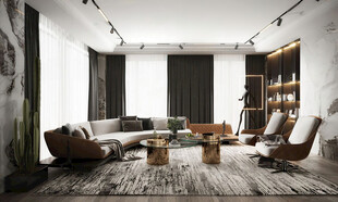 现代简约高级感新中式复古风客厅