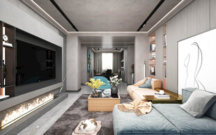 现代简约高级感新中式复古风客厅