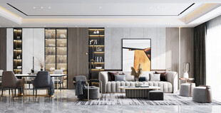 现代简约高级感新中式复古风客厅