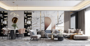 现代简约高级感新中式复古风客厅