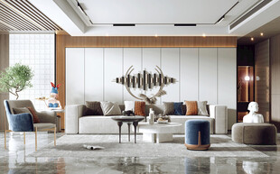 现代简约高级感新中式复古风客厅