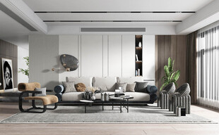 现代简约高级感新中式复古风客厅