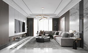 现代简约高级感新中式复古风客厅