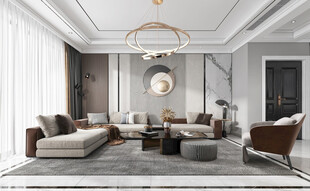 现代简约高级感新中式复古风客厅
