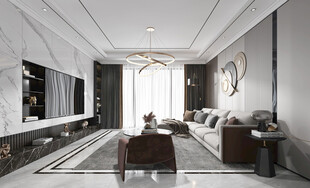 现代简约高级感新中式复古风客厅