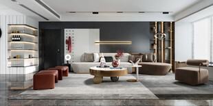 现代简约高级感新中式复古风客厅