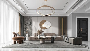 现代简约高级感新中式复古风客厅