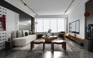 现代简约高级感新中式复古风客厅