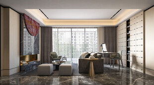 现代简约高级感新中式复古风客厅