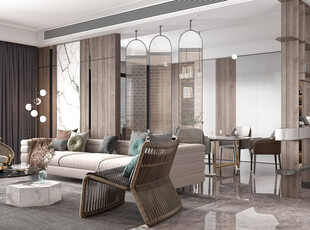 现代简约高级感新中式复古风客厅