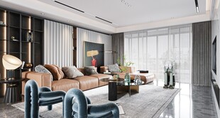 现代简约高级感新中式复古风客厅