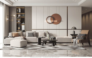 现代简约高级感新中式复古风客厅