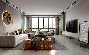 现代简约高级感新中式复古风客厅