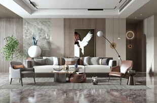 现代简约高级感新中式复古风客厅