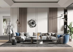 现代简约高级感新中式复古风客厅