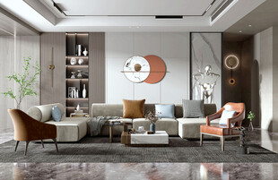 现代简约高级感新中式复古风客厅