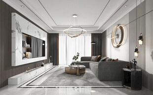 现代简约高级感新中式复古风客厅