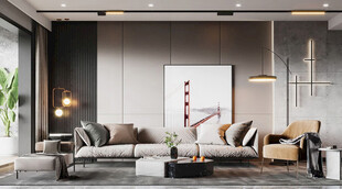 现代简约高级感新中式复古风客厅