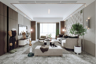 现代简约高级感新中式复古风客厅