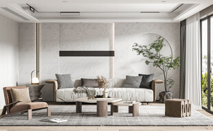 现代简约高级感新中式复古风客厅