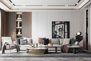 现代简约高级感新中式复古风客厅