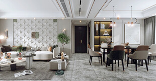 现代简约高级感新中式复古风客厅