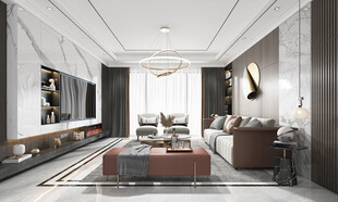 现代简约高级感新中式复古风客厅