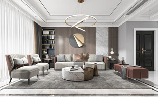 现代简约高级感新中式复古风客厅