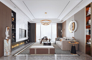 现代简约高级感新中式复古风客厅