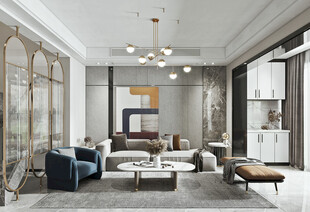 现代简约高级感新中式复古风客厅