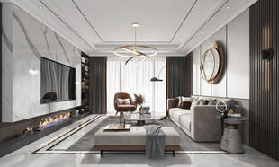 现代简约高级感新中式复古风客厅