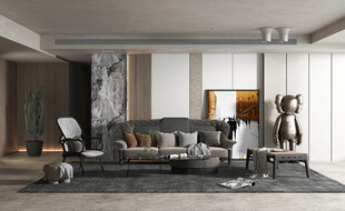 现代简约高级感新中式复古风客厅