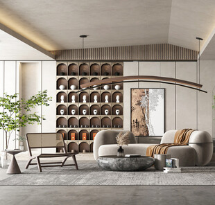 现代简约高级感新中式复古风客厅