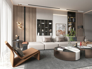 现代简约高级感新中式复古风客厅