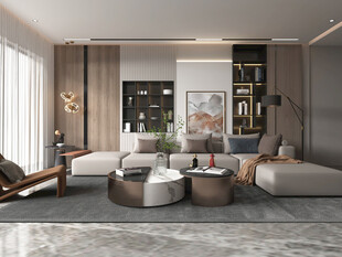 现代简约高级感新中式复古风客厅