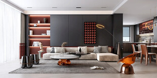 现代简约高级感新中式复古风客厅