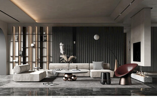 现代简约高级感新中式复古风客厅