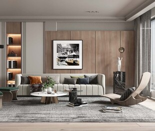 现代简约高级感新中式复古风客厅