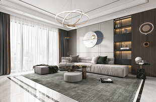 现代简约高级感新中式复古风客厅