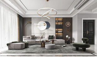 现代简约高级感新中式复古风客厅