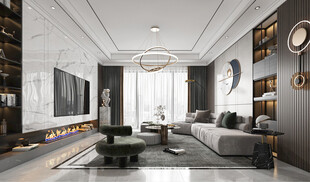 现代简约高级感新中式复古风客厅