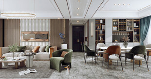 现代简约高级感新中式复古风客厅