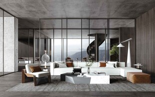 现代简约高级感新中式复古风客厅