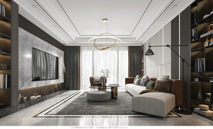 现代简约高级感新中式复古风客厅
