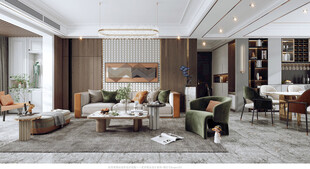 现代简约高级感新中式复古风客厅